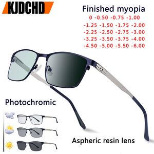 Óculos de sol da moda armações acabadas miopia sol óculos pocrômicos moda camaleão lente cinza pernas de metal com graus óculos de sol -1 -1,5 -2,0 -2,5 -3 230923