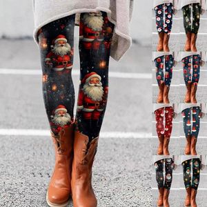 Women's Leggings Christmas Day Autumn And Winter Artistic Splash Printed Soft Stretchy Pants