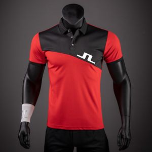 Herren Polos J Lindeberg Golf Mode POLO Shirt Kurzarm Sommer Gestreiften Patchwork Druck Casual Atmungsaktive T-shirt Männer 230923