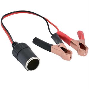 12V-24V Car Cigarette Lighter Female Terminal Alligator Clip Extension Connector Clip-on Battery Adapter Car Extension Cord225e