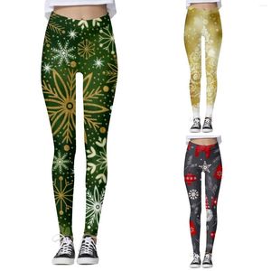 Active Pants Women's Mid Waist Christmas Printed Tights Soft Abdominal Control Exercise Yoga Workout For Women BuMaternity Leggings
