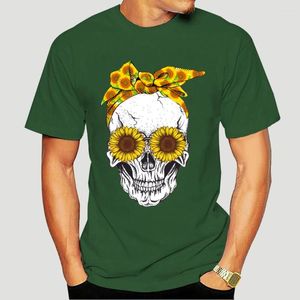 Men's T Shirts Skull Sunflower Floral Bandana T-Shirt-4796D