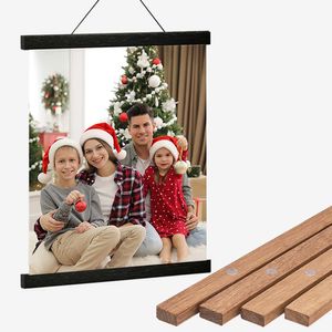 Frames Magnetic DIY Wood Poster Frame Teak Pine P o Hangers Hanging Kit for Pictures Canvas Prints Scroll Artwork Print Holder 230923