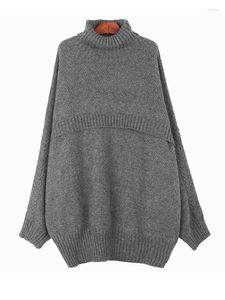 Suéteres femininos tamanho grande grosso tricô camisola gola alta manga longa pullovers feminino moda maré outono inverno 2023 c666