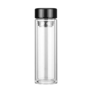 Environmentally friendly double wall glass water bottle juice beverage container2653
