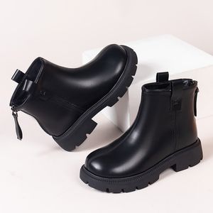 Boots Brown Black Boys Short Boots Back Zipper Spring Autumn Chic Girls Leather Boots Non-slip Kids Shoes for Performance PU 230923