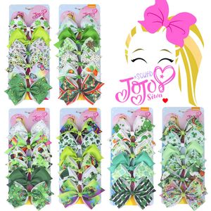 kids Hair accessories Jojo 6 pcs one card packaging Bow With Clip Hairpin with headband flower Irish Festival Leaf Grass Edge Clips Christmas gifts hairclips