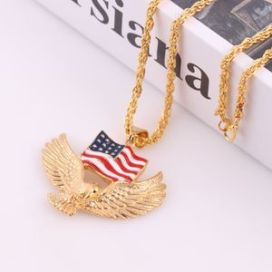 Neue Hip Hop Schmuck Legierung Überzug American Eagle Anhänger Halskette Großhandel