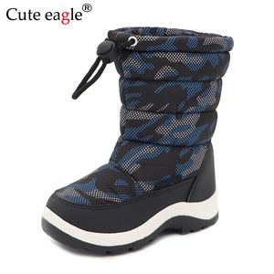 Botas meninos botas de inverno quente camuflagem botas de neve criança crianças macio pelúcia impermeável anti-deslizamento sapatos de inverno adaptar sapato de viagem ao ar livre 230923