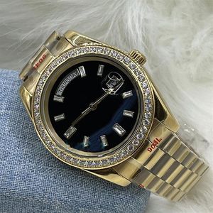 Armbanduhr Diamantuhren Damen klassische Uhr 41 mm Automatik Doppelkalender Faltschließe 904L Edelstahl Gold wasserdicht 290L