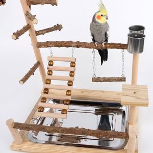 Outros suprimentos de pássaros balanço brinquedo de madeira papagaio poleiro playstand com contas de mastigação gaiola playground 230923