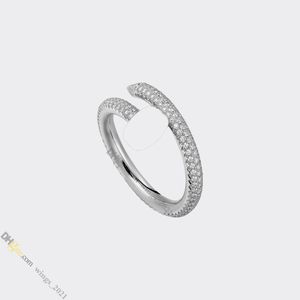 Nail Ring Jewelry Designer for Women Designer Ring Diamond-Pave Titanium Steel Gold-Plated Never Fading Non-Allergic,Silver Ring; Store/21417581