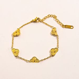 Luxury Brand Chain Bracelets Women Fashioh 18K Gold Plated Stainless Steel Flowers Wristband Chain Designer Jewelry