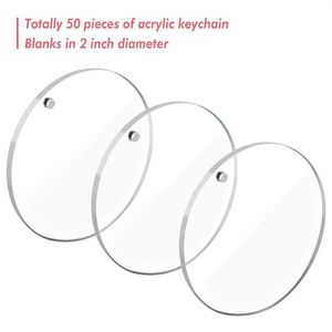 50Pcs Clear Keychains for Vinyl Acrylic Transparent Circle Discs Acrylic Blanks Keychain Bulk for DIY Keychain Crafting215h