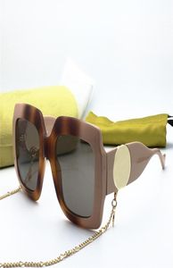 Модные популярные женские солнцезащитные очки 1022S, трендовые квадратные оправы с золотой цепочкой и ремешком, очки большого размера, высшего качества, элегантный простой стиль Anti2313588