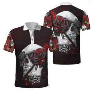 Men's Polos Horror Skull Mens Polo Shirts Summer Casual Short Sleeve Fashion Hip Hop Street Style T Shirt Man Blouse Male Tops Clothing