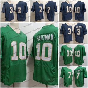 Sam Hartman # 10 Jersey College Football Verde Classico Navy Irish Throwback Maglie da calcio da uomo NESSUN NOME