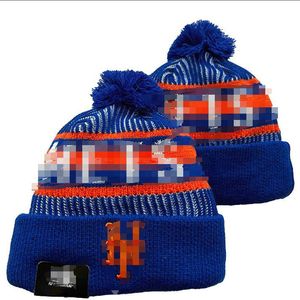 Herrmössor hattar alla 32 lag stickade manschetterade pom New York Beanies NY randig sidelinje Warme USA College Sport Knit Hat Hockey Mets Beanie Cap for Women's