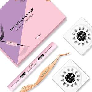 Falska ögonfransar Veyes Inc Diy Lash Cluster Kits Veyelash Drop Eyelash Extension Wisps Volym Segmenterade LASHES LIME BOND TEAL Applicator 230923