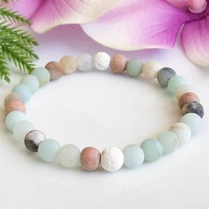 MG1101 6 mm mattes Amazonit-Armband mit ätherischen Ölen, Angstlinderung, Yoga-Mala-Armband, Lavastein-Diffusor, Boho-Armband für Frauen, Y260V