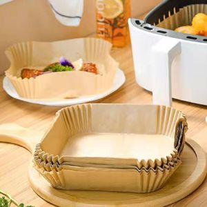 Baking Moulds 50pcs Air Fryer Disposable Paper Parchment Wood Pulp Steamer Cheesecake Accessories For 230923