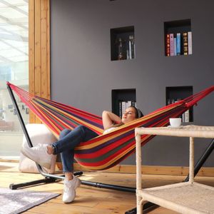 Hammocks Portable Camping Canvas Garden Hammock for 2 Person Thickened Fabric with Portable Carrying Bag Metal Carabiner Ropes 230923