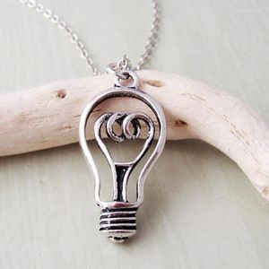 Pendant Necklaces Light Bulb Necklace Lightbulb Charm Chain Cute Dainty Antique Silver Color Jewelry Great Idea Gift For Friend