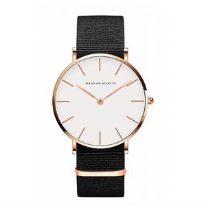 Hannah Martin 36MM Simples Dial Womens Relógios Precisos Quartz Ladies Watch Confortável Pulseira de Couro ou Nylon Band Wristwatches264x