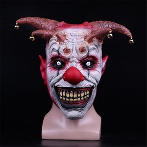 Party Masks Horror Halloween Clown Mask Scary Cosplay Full Face Latex with Bells Joker Supplies 230923