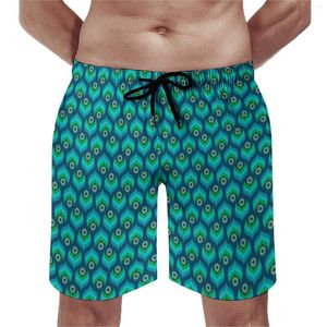 Men's Shorts Board Peacock Feather Classic Swimming Trunks Animal Print Man Quick Dry Sportswear Plus Size Beach