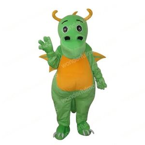 Simulação de desempenho trajes de mascote de dinossauro verde carnaval presentes de Hallowen unissex adultos fantasia jogos roupa de férias ao ar livre roupa de publicidade terno