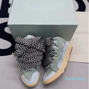 Lavins Designer-Schuhe für Herren und Damen, lässige Leder-Sneaker mit Bordsteinkante, Schnürung, außergewöhnlicher Sneaker, Kalbsleder, Gummi, Nappa, Plateausohle, Lanvinliness-Logo