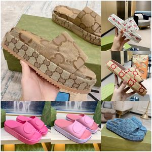 Platform Slide Sandal Designer Woman Men Slipper Platform Slip-on Embroidery Foam Sandal Beach Rubber Thick Bottom Slides Slippers