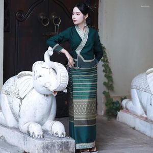 Etniska kläder 2023 Thailand traditionell festival kinesisk dai kostym kvinnor vintage nationell stil minoritet retro klänning