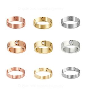 Luxury ring for women rose gold designer jewelry 4mm thin stainless steel 3 diamonds screw design mens silver engagement wedding r2631821