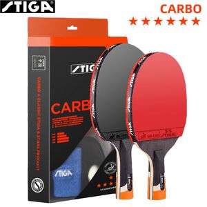 Raquetes de tênis de mesa Stiga Carbo 6 Star Raquete de tênis de mesa 5 madeira 2 carbono Ping Pong Paddle para ataque rápido avançado Borrachas não pegajosas de espinhas 230923