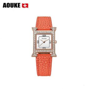 Tiktok Dristing H Home Diamond Ring Square Two Edele Simple Belt Pin Buckle Wather Watch Watch