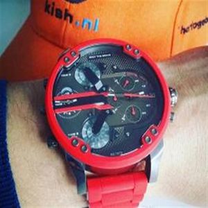 highend mens watch new dd military full silicone stainless steel fashion watch mens large dial business double action303R