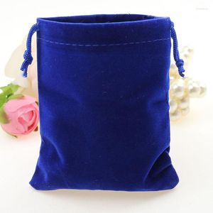 Jewelry Pouches 10 12cm 100pcs Royal Blue Velvet Bags For Packing Gifts Handmade Diy Women Jewellery Flannel Bag Drawstring