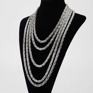 6mm Classic Mens Silver Byzantine Necklace Stainless Steel Chain Jewelry 45cm 50cm 60cm 70cm 75cm282b