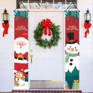 180x30cm Christmas Ornament Flags Santa Dwarf Welcome Door Banner 100D Polyester Fabric Hanging Decoration Banners SDJ202101666