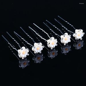 Hair Clips 10pcs Crystal Rhinestone Pearl Flower Pin Women Wedding Bridal Jewelry