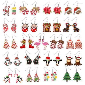 Dangle Earrings Cute Creative Christmas Party Jewelry Santa Claus Gingerbread Man Ghost Goblin Elk Flamingo Candy Acrylic Drop