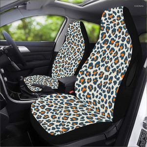 Capas de assento de carro branco leopardo impressão amarelo capa acessórios animal mulheres frente