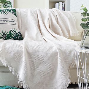 Blankets Home el Pure Cotton Bedding Office Sofa Knitted Cover Blanket With Tassel Tapestry For Bed Airplane Travel Decor 230923