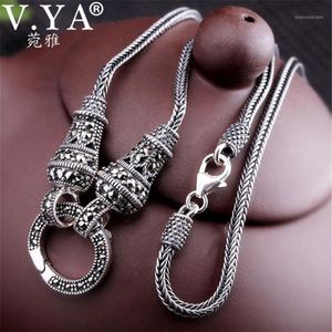 ペンダントネックレスv Ya Thai Silver Long Chain Necklace for Women 925 Sterling Marcasite Stone 1 5mm 60cm 70cm 75cm 80cm1259p