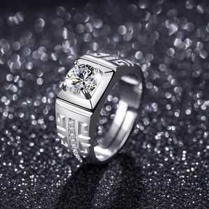 2021 masculino puro ouro platina diamante solitaire anel abertura ajustável completo zircônia cúbica casamento casal presente para homem amante223j