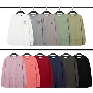 Men Designers Stones Island Classic Badge Logo Long Sleeve Deturn Sirt Men Women Comples Loose Simple Cotton Prosesatile