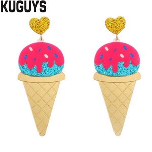 Lovely Summer Ice Cream Stick Dangle örhängen för kvinnor glitter akryl lång droppe örhänge smycken trendiga tillbehör2924