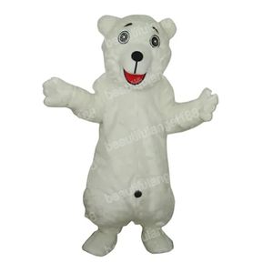 Costumi della mascotte dell'orso polare bianco di Halloween Simulazione Personaggio dei cartoni animati di alta qualità a tema Carnevale Abito per adulti unisex Abito per la festa di Natale